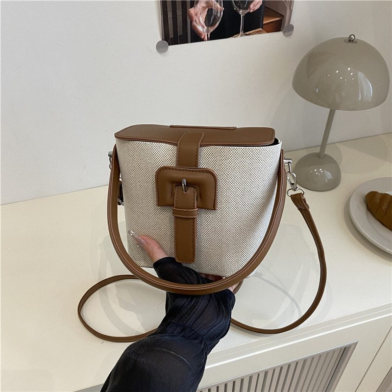 Canvas Color-Block Bucket Crossbody Bag view 4