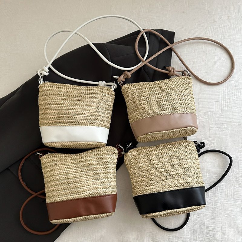 Woven Bucket Crossbody Handbag
