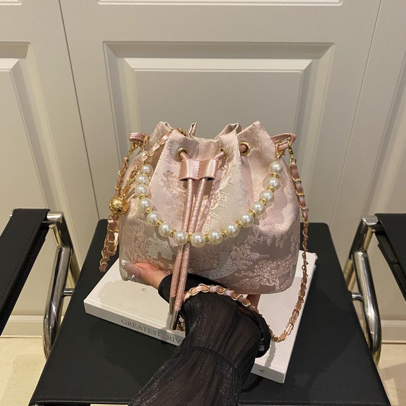 Pearl Embroidered Bucket Crossbody Bag view 2