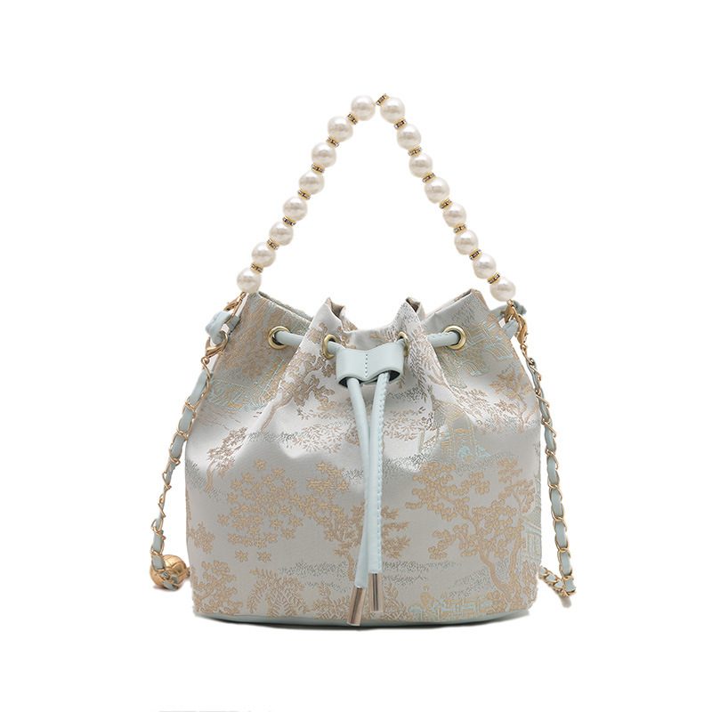Pearl Embroidered Bucket Crossbody Bag view 5