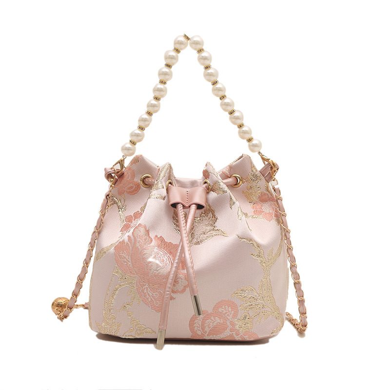 Pearl Embroidered Bucket Crossbody Bag view 6