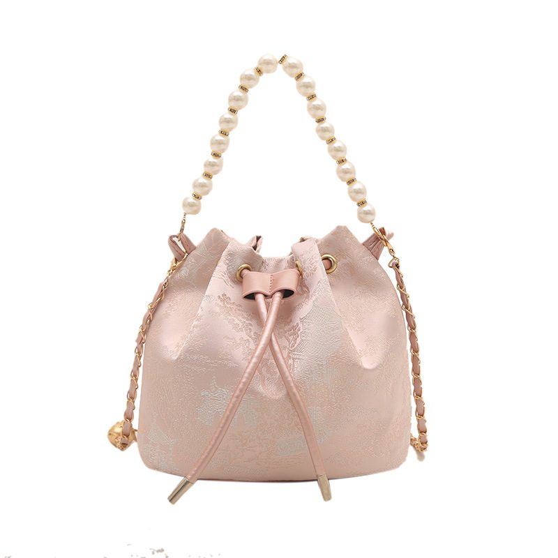 Pearl Embroidered Bucket Crossbody Bag view 7