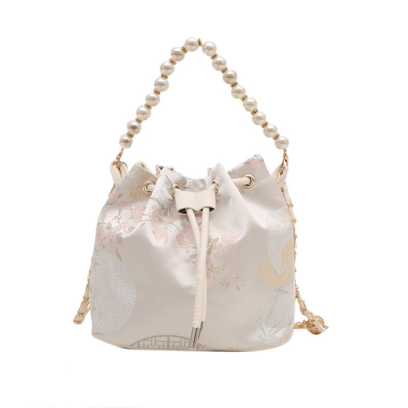 Pearl Embroidered Bucket Crossbody Bag view 8