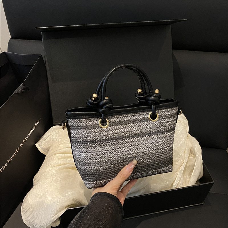 Woven Straw Bucket Crossbody Bag view 4