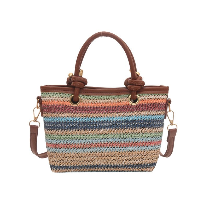 Woven Straw Bucket Crossbody Bag view 8