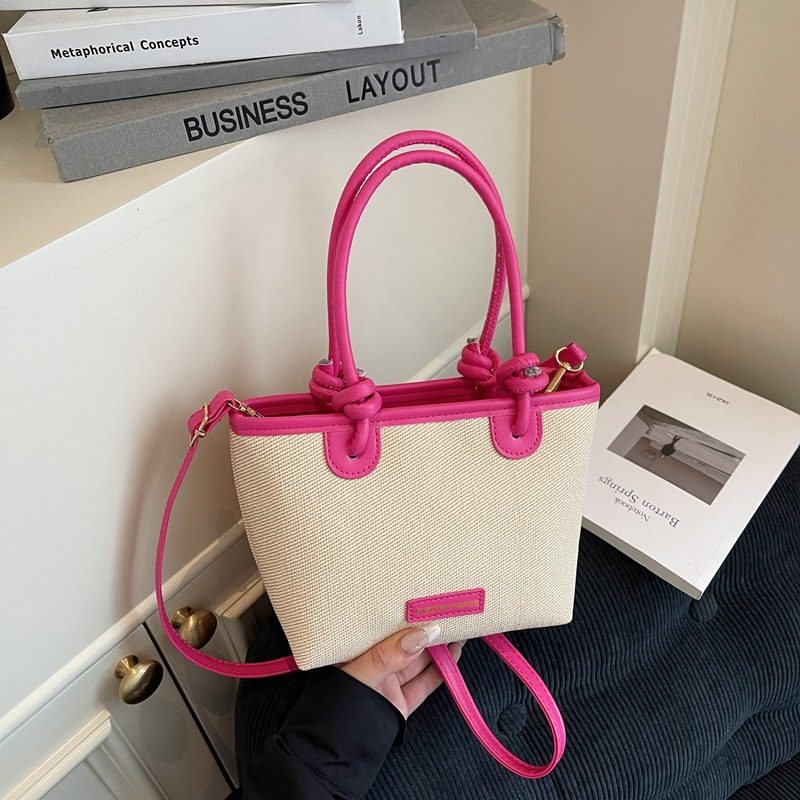 Woven Straw Bucket Crossbody Beach Bag view 2