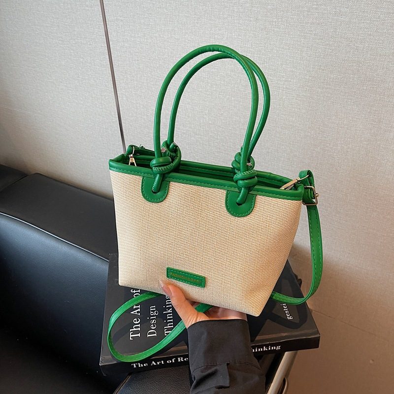 Woven Straw Bucket Crossbody Beach Bag view 3
