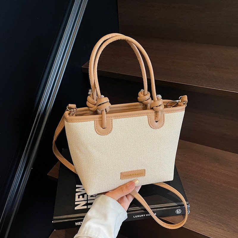 Woven Straw Bucket Crossbody Beach Bag view 4