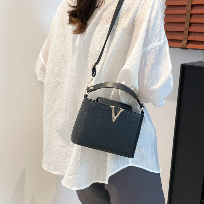 V-Decor Top-Handle Bucket Bag view 3