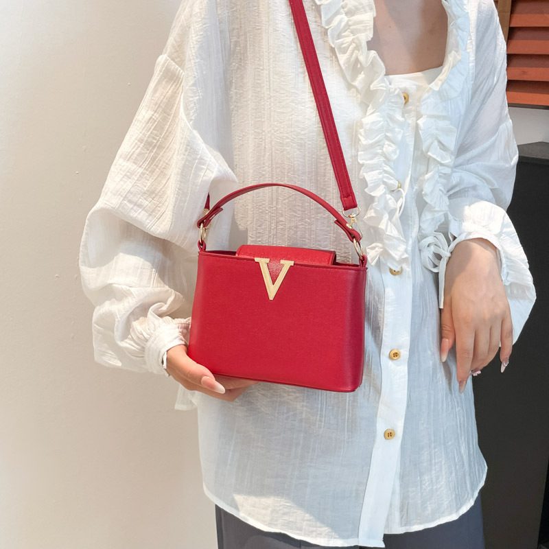 V-Decor Top-Handle Bucket Bag view 4