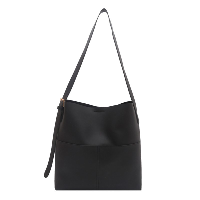 Solid Vintage Large Capacity Bucket Bag view 6