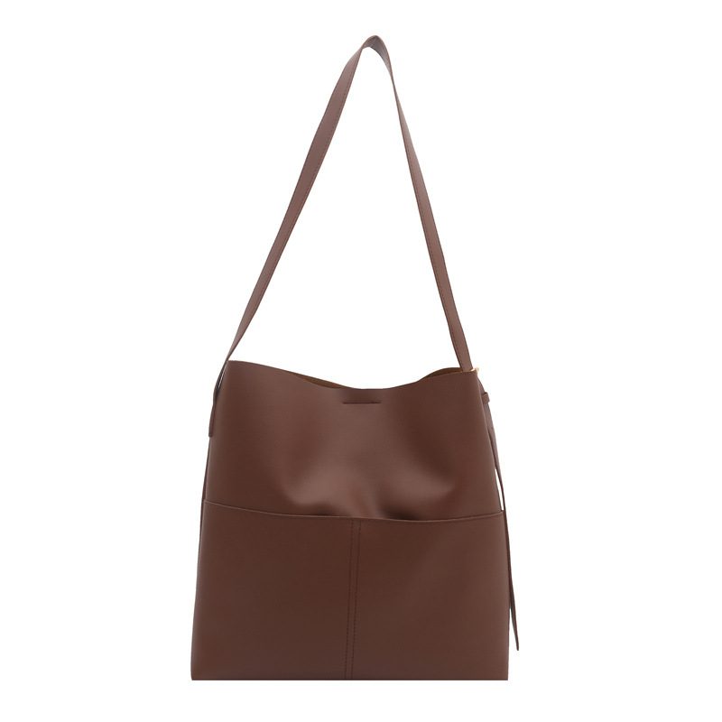 Solid Vintage Large Capacity Bucket Bag view 7