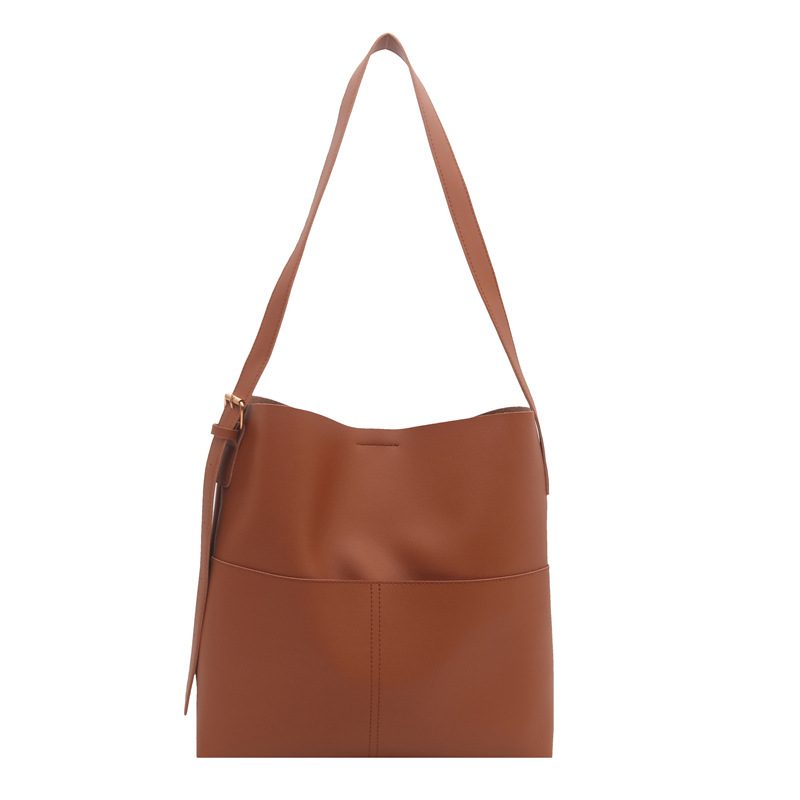 Solid Vintage Large Capacity Bucket Bag view 9