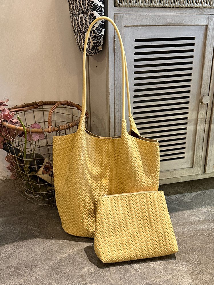Woven Large-Capacity Bucket Tote Bag view 6