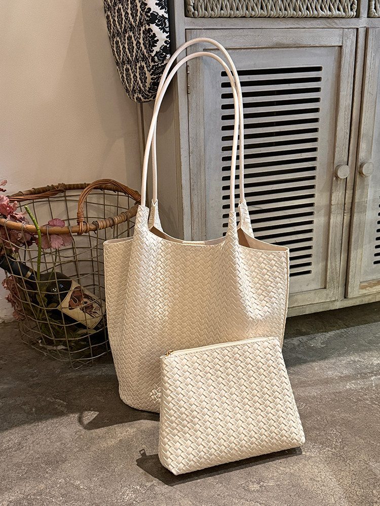Woven Large-Capacity Bucket Tote Bag view 8
