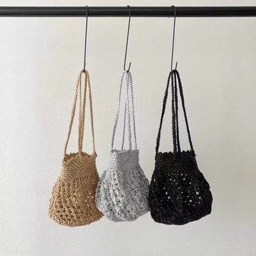 Handmade Woven Hollow-Out Bucket Bag view 4