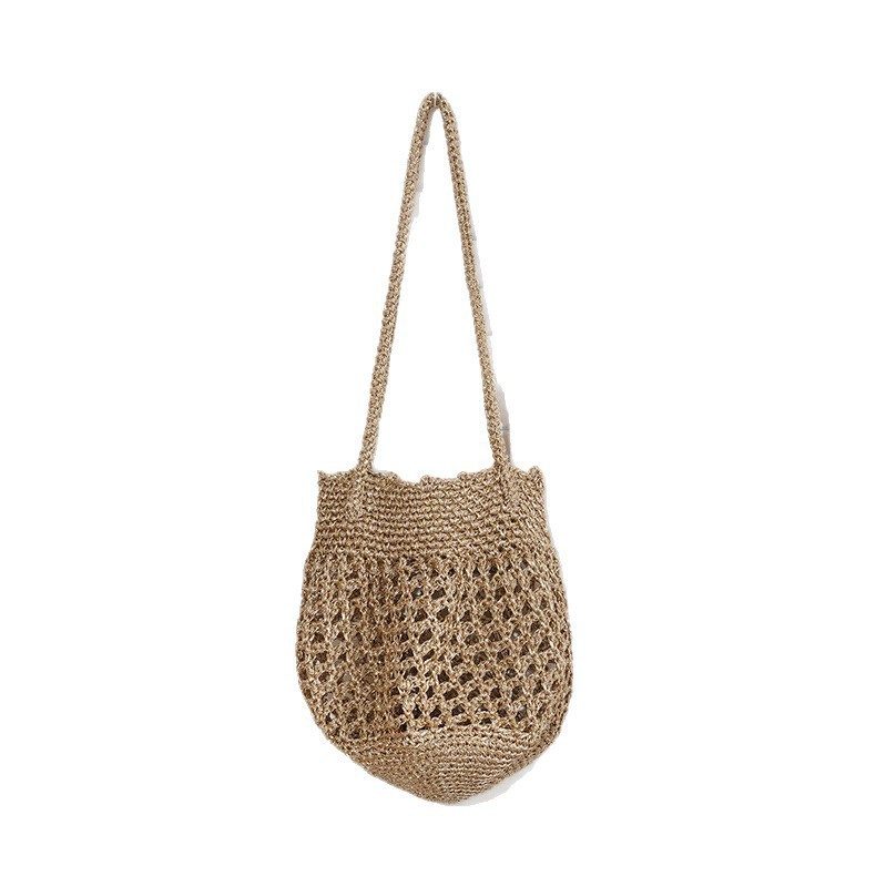 Handmade Woven Hollow-Out Bucket Bag view 5