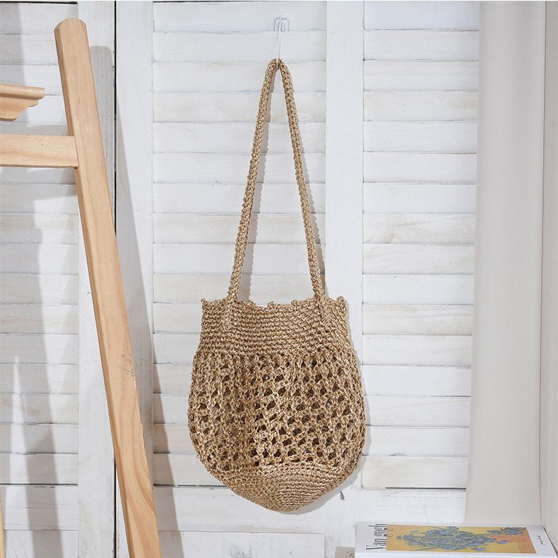 Handmade Woven Hollow-Out Bucket Bag view 7