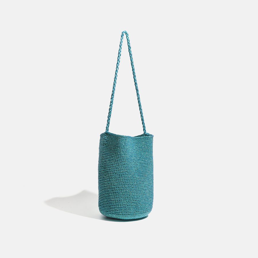 Metallic Thread Woven Bucket Bag view 4