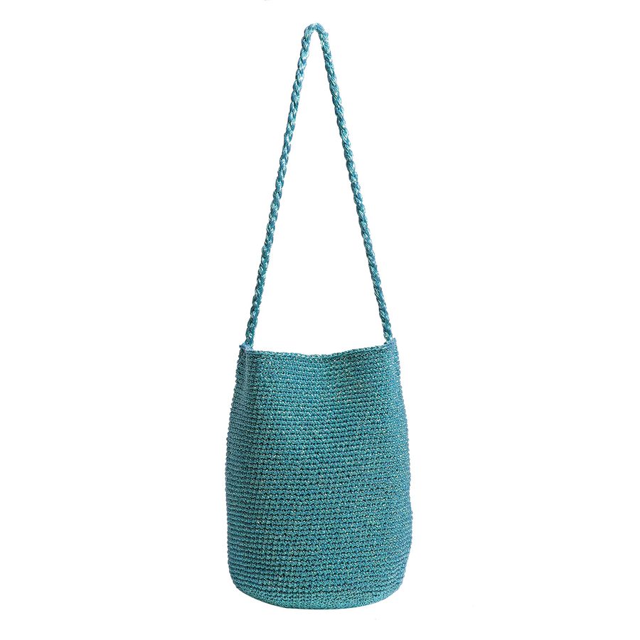 Metallic Thread Woven Bucket Bag view 5