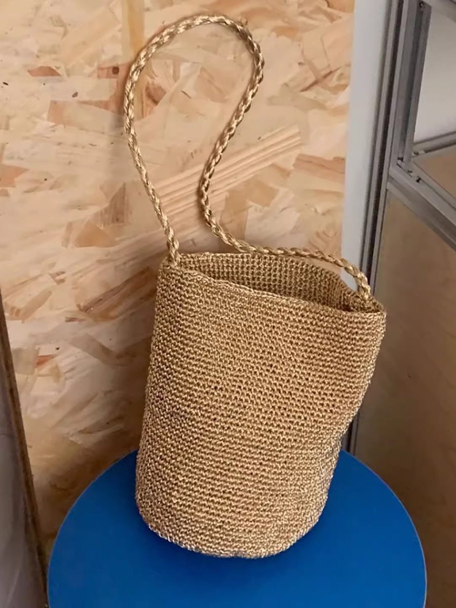 Woven Gold Silver Thread Bucket Bag view 10