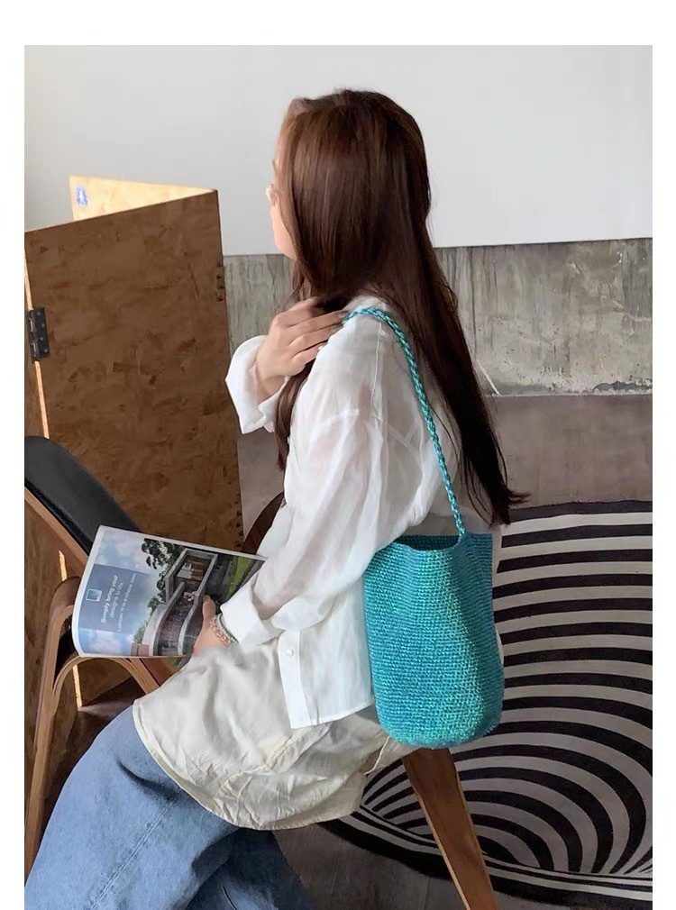 Woven Gold Silver Thread Bucket Bag view 8