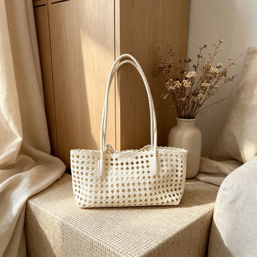 Set Tas Tote Keranjang Anyaman Berlubang view 9