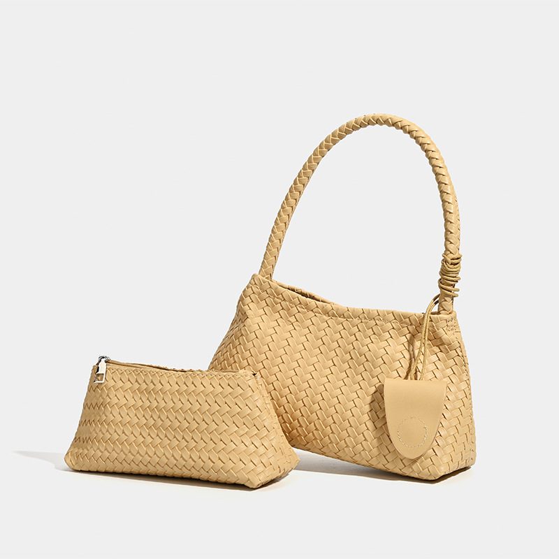 Woven Top-Handle Bucket Bag Set view 4