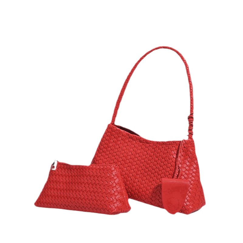 Woven Top-Handle Bucket Bag Set view 5
