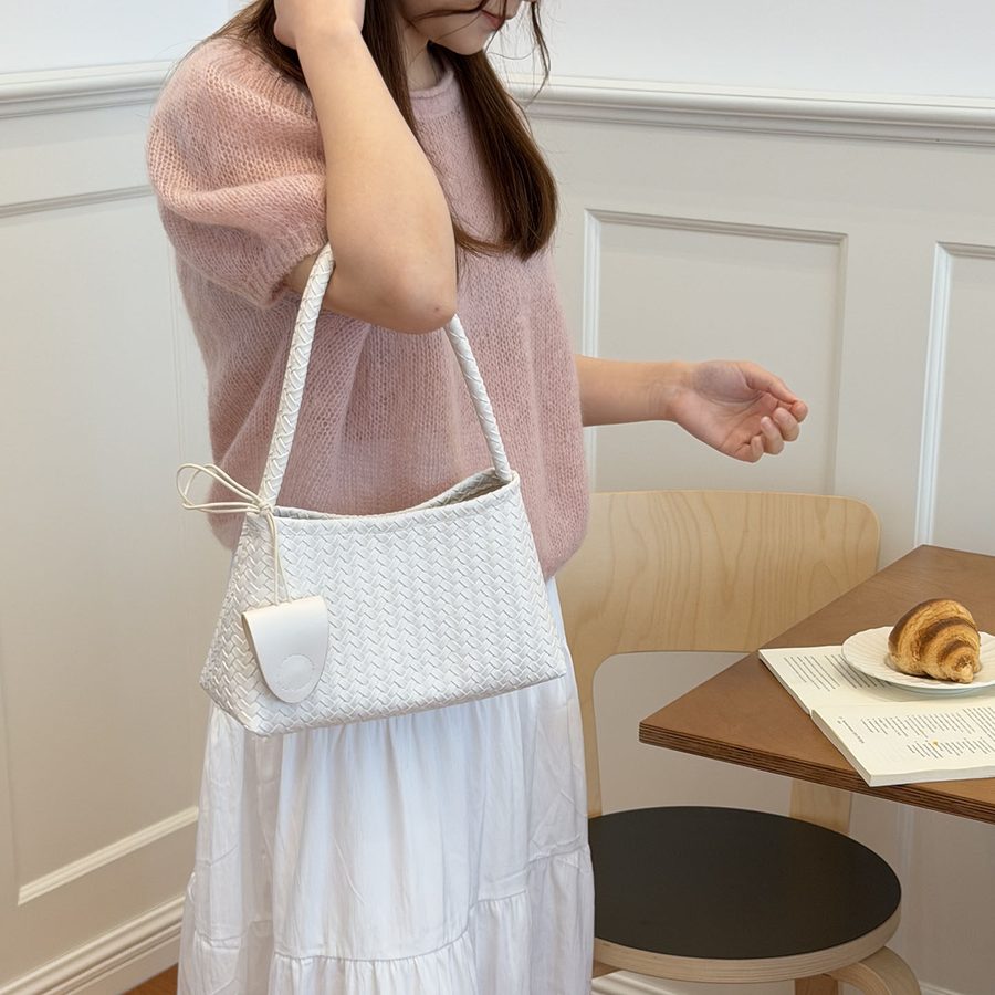 Woven Top-Handle Bucket Bag Set view 7