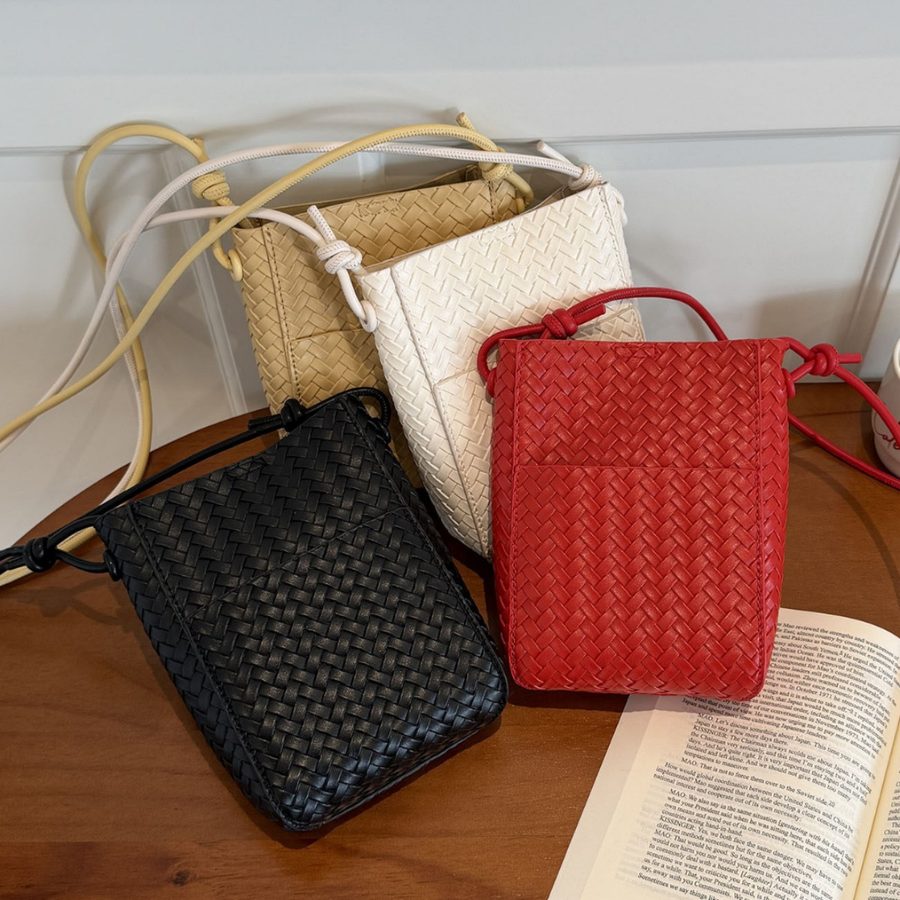 Woven Vintage Bucket Crossbody Bag
