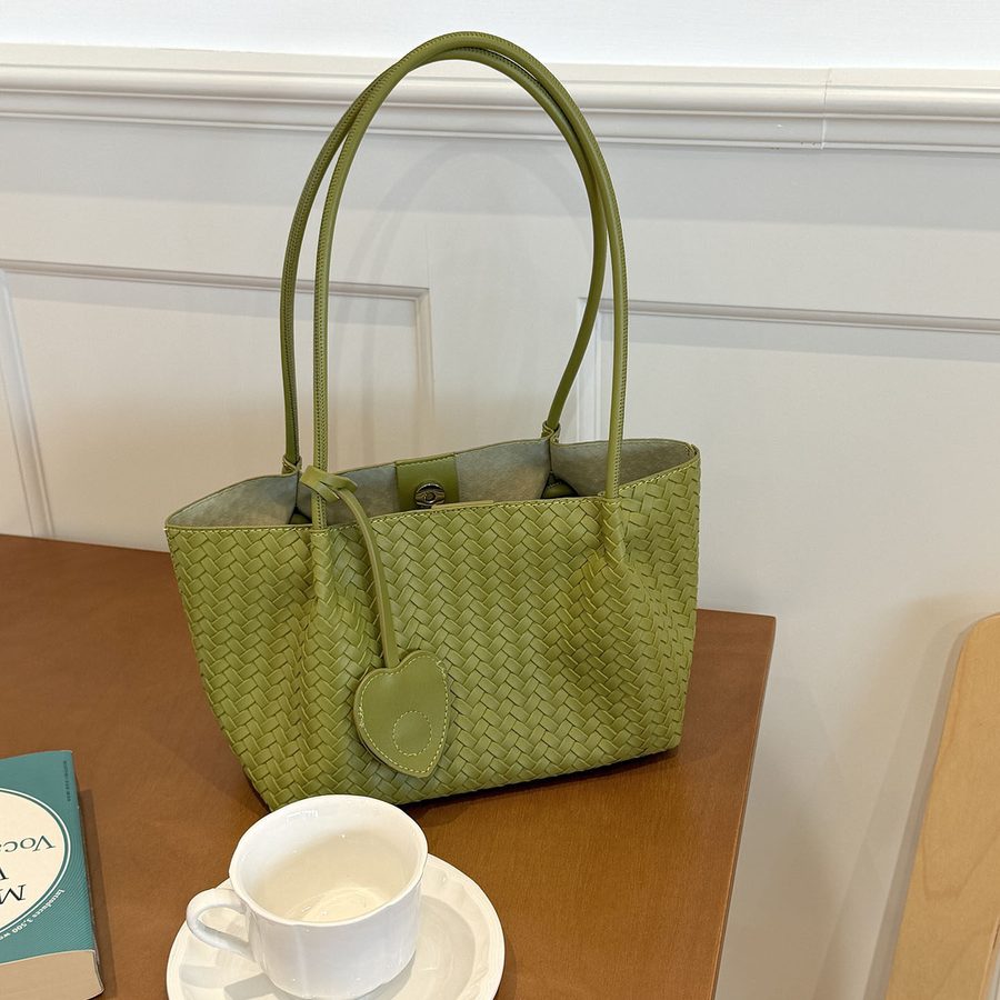 Woven Soft Leather Top-Handle Bucket Bag view 4