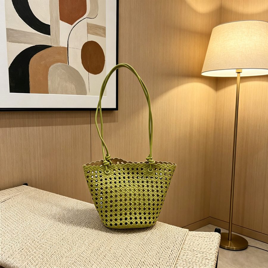 Openwork Woven Bucket Bag Top-Handle view 8