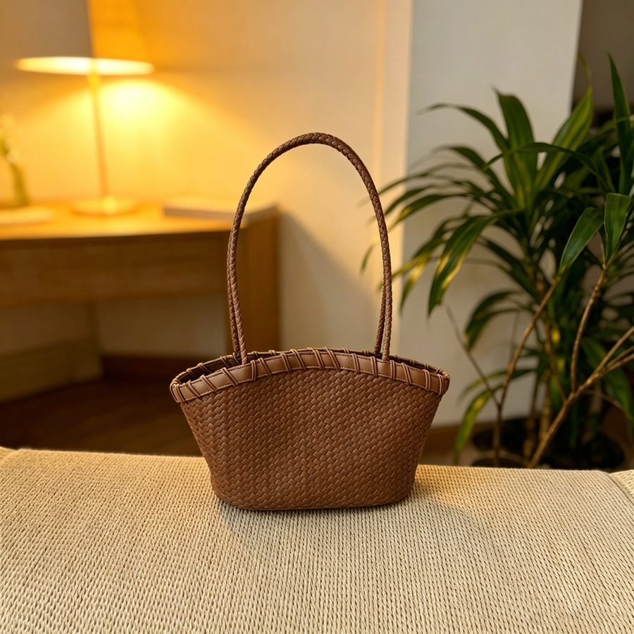 Woven Top-Handle Bucket Bag Large Capacity view 10