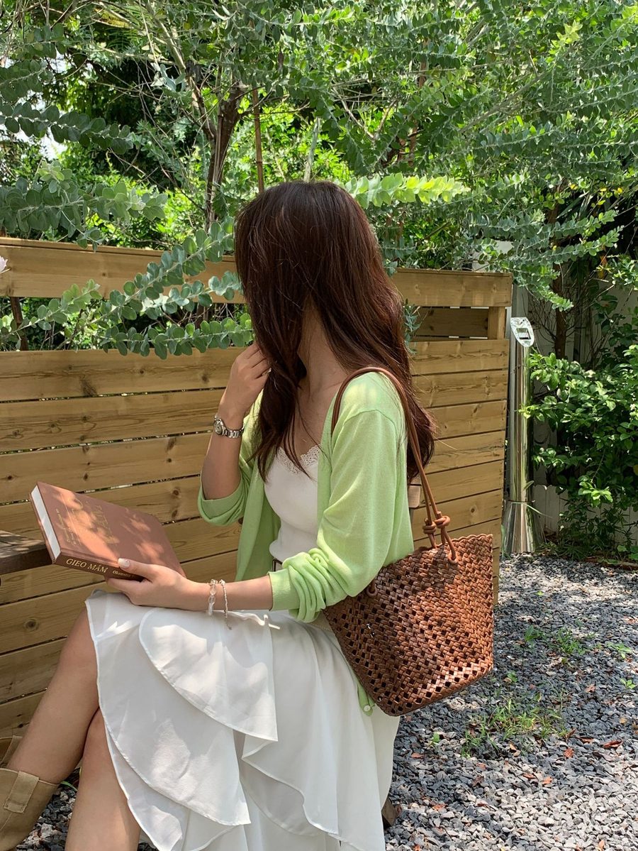 Openwork Woven Top-Handle Bucket Bag view 10