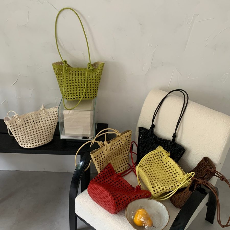 Woven Hollow-Out Bucket Bag view 2