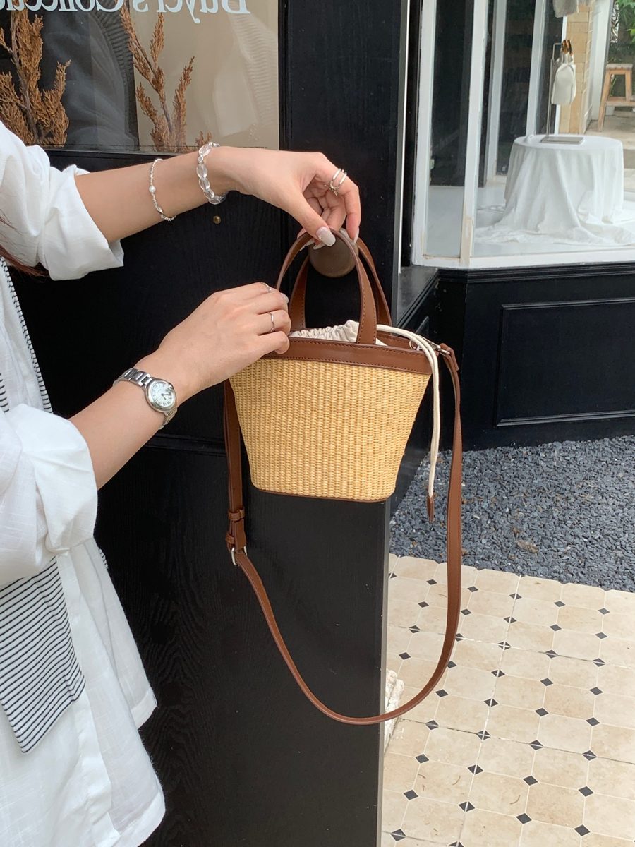 PU Woven Basket Bucket Bag view 3