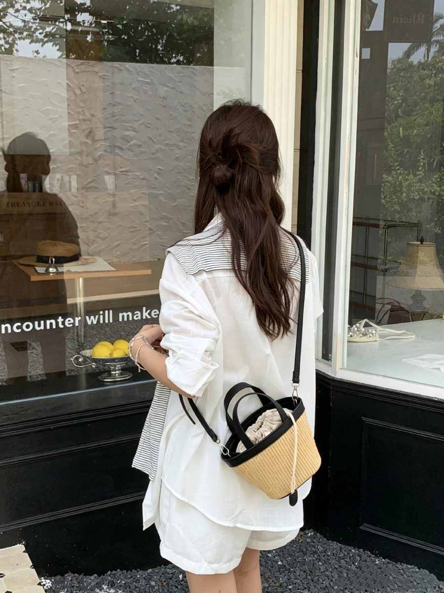 PU Woven Basket Bucket Bag view 4