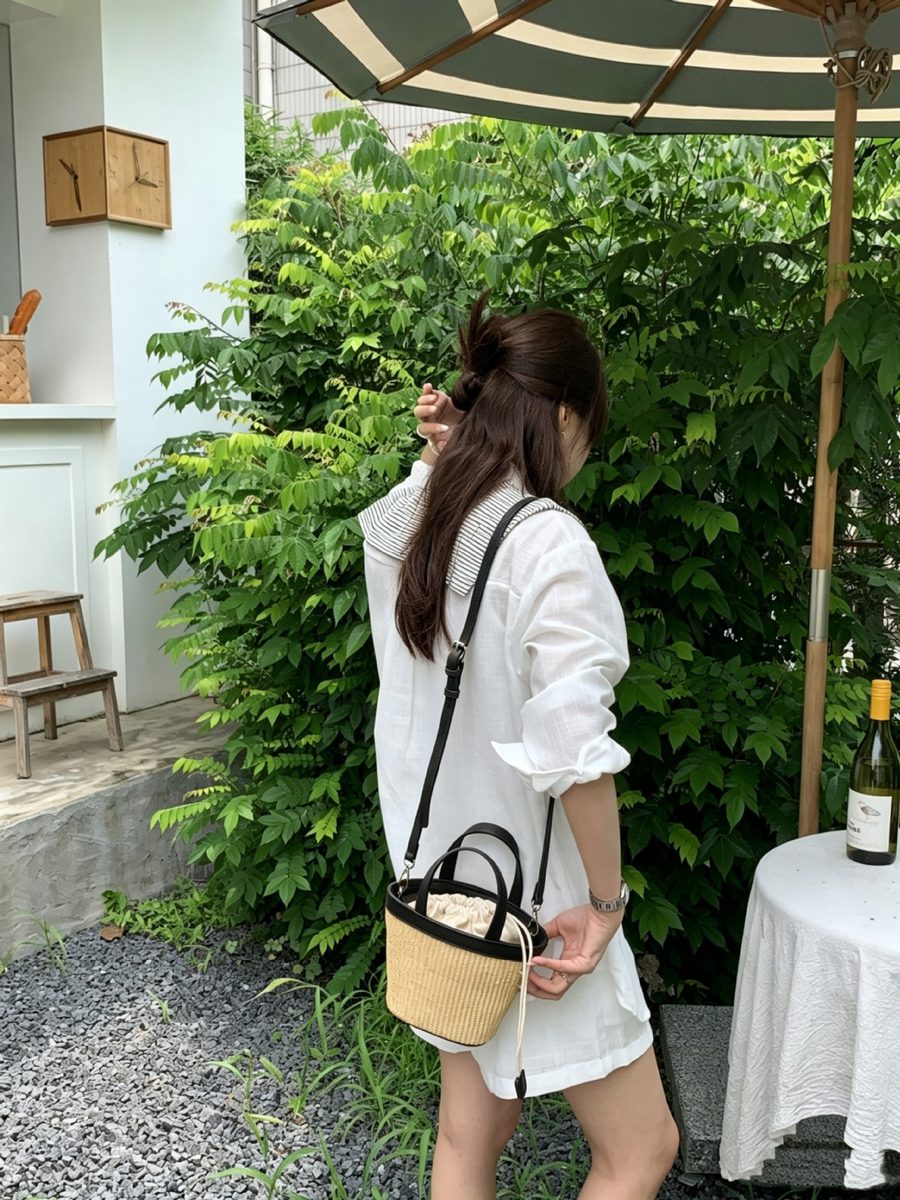 PU Woven Basket Bucket Bag view 5