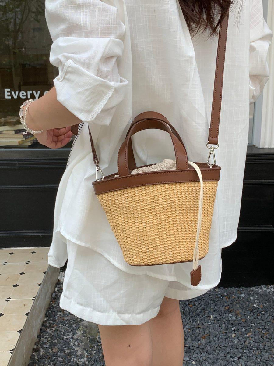 PU Woven Basket Bucket Bag view 6
