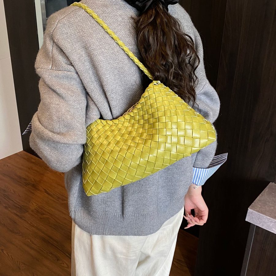 Handmade PU Woven Basket Shoulder Bag view 3