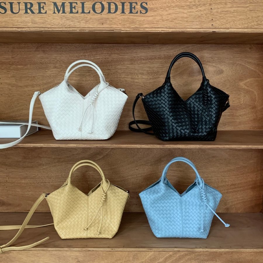 Woven Texture Bucket Tote Bag