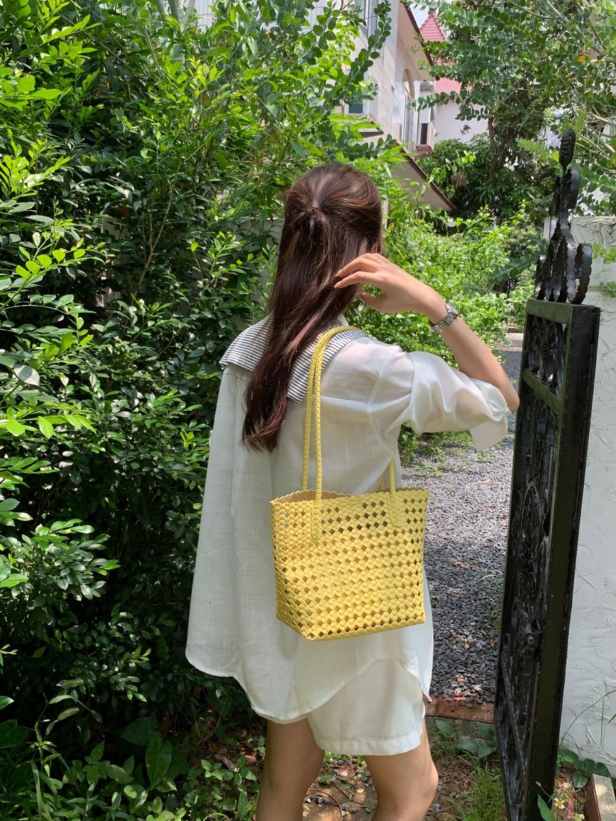 Soft Leather Woven Basket Shoulder Bag view 11