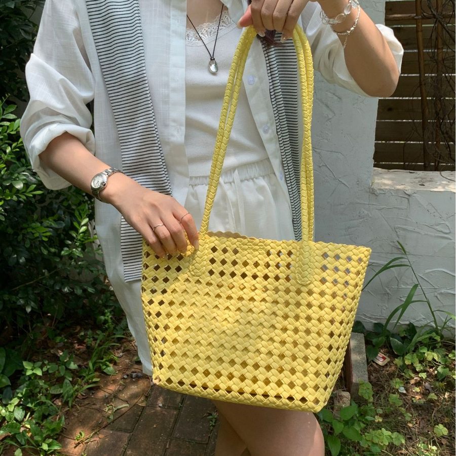 Soft Leather Woven Basket Shoulder Bag view 3