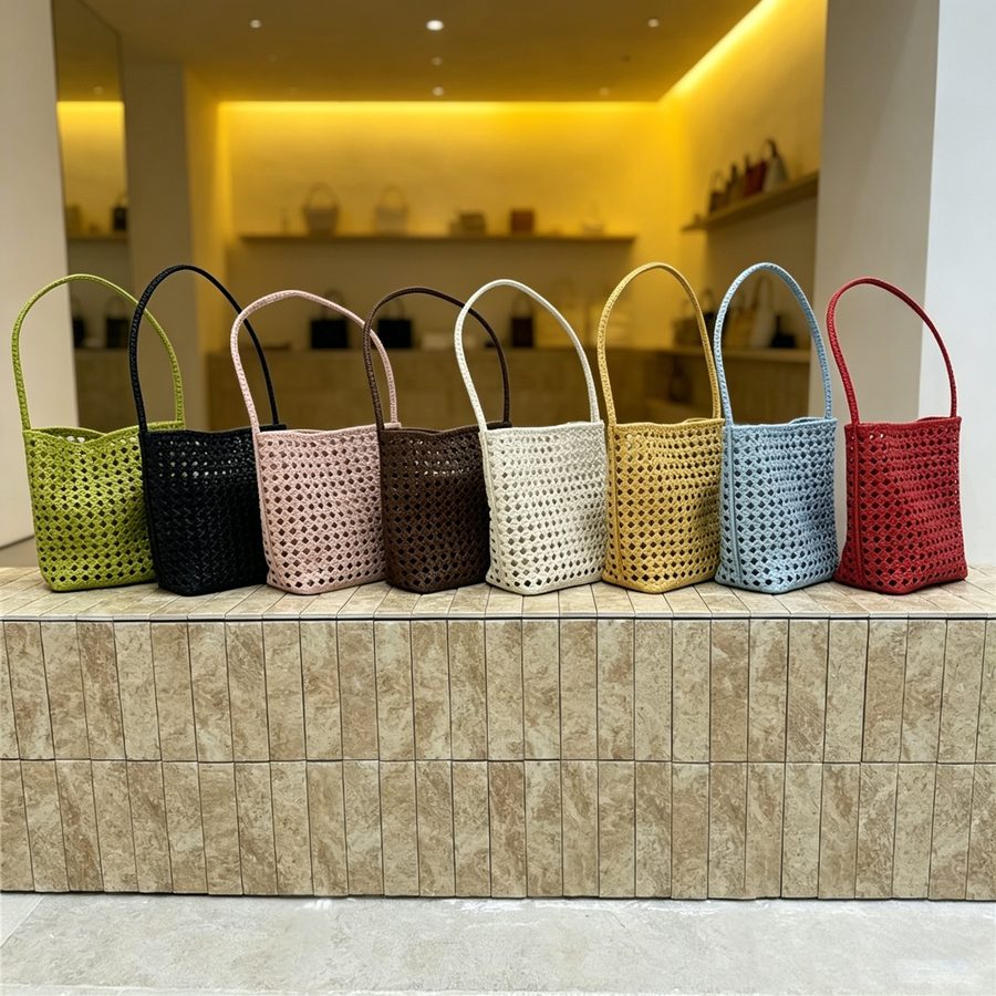 Vintage Hollow-Out Woven Bucket Bag