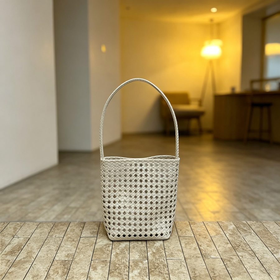 Vintage Hollow-Out Woven Bucket Bag view 10