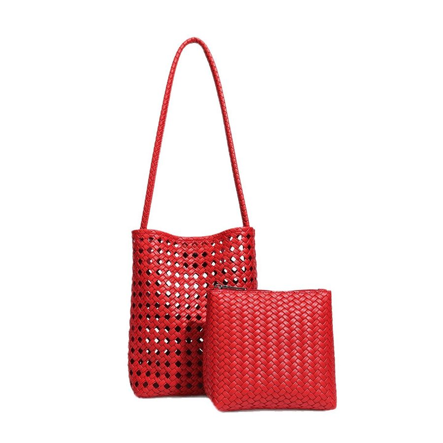 Vintage Hollow-Out Woven Bucket Bag view 5