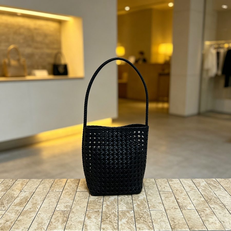 Vintage Hollow-Out Woven Bucket Bag view 7