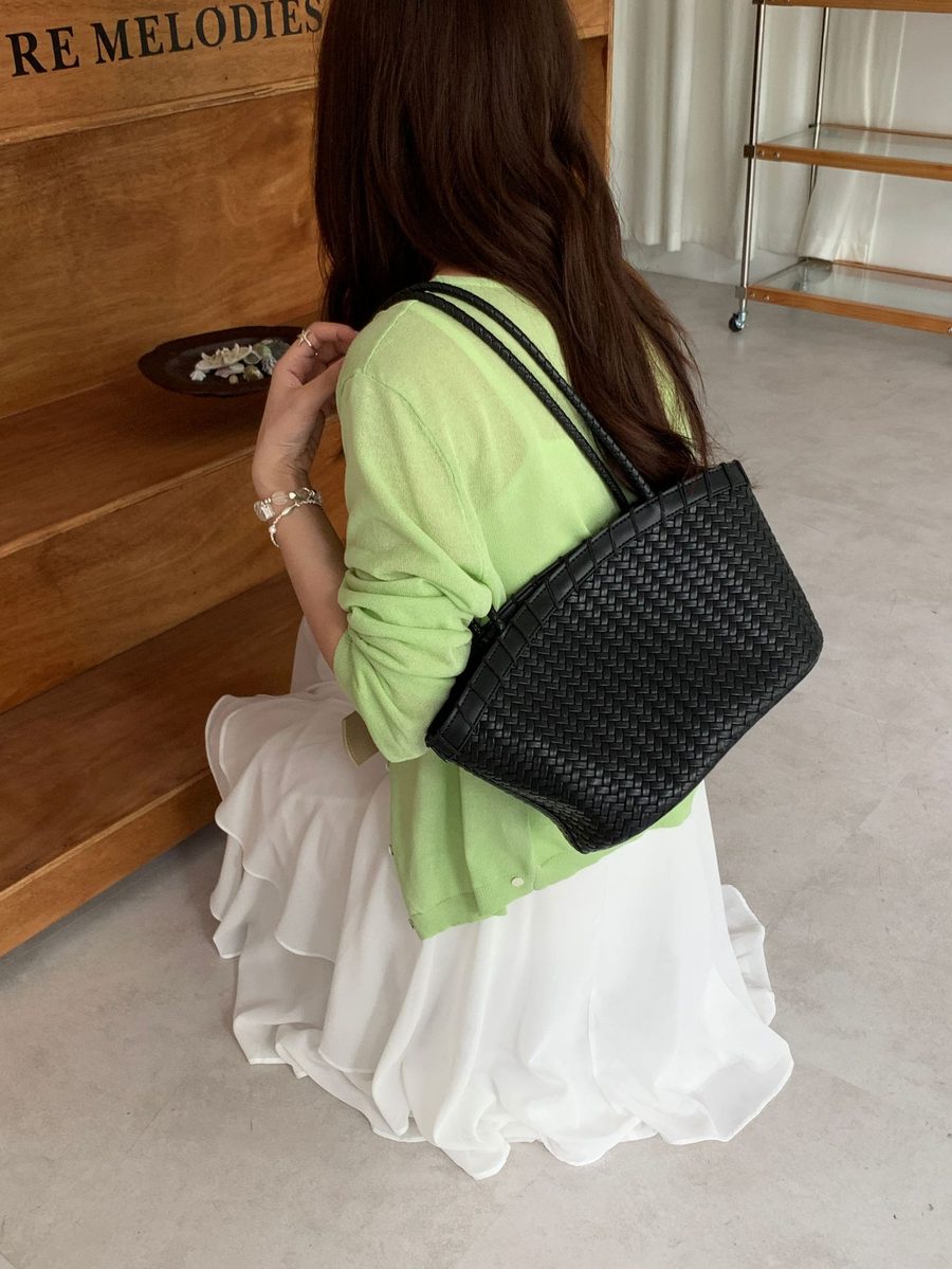 Large Woven Basket Shoulder Bag view 6