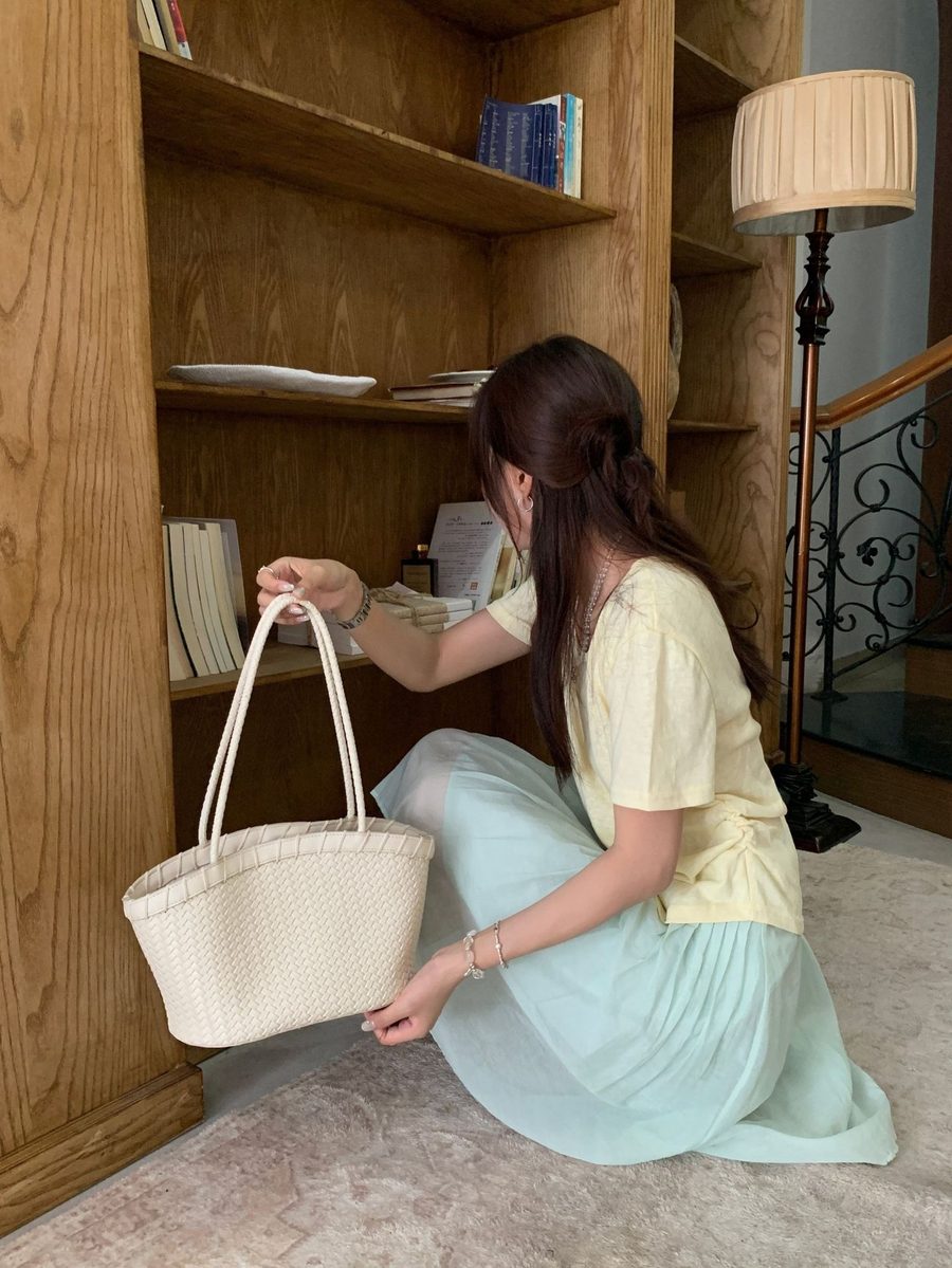 Large Woven Basket Shoulder Bag view 9